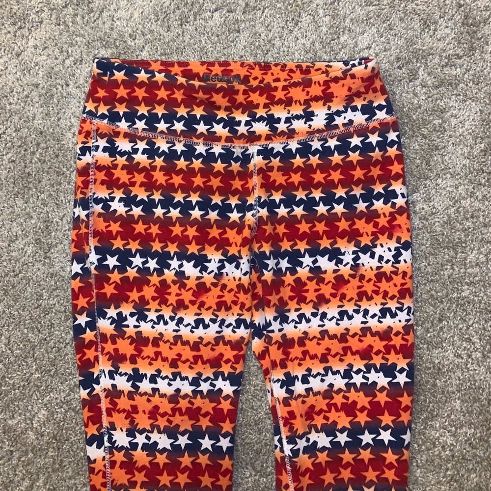 Reebok Orange & White Star leggings size M - Picture 4 of 11